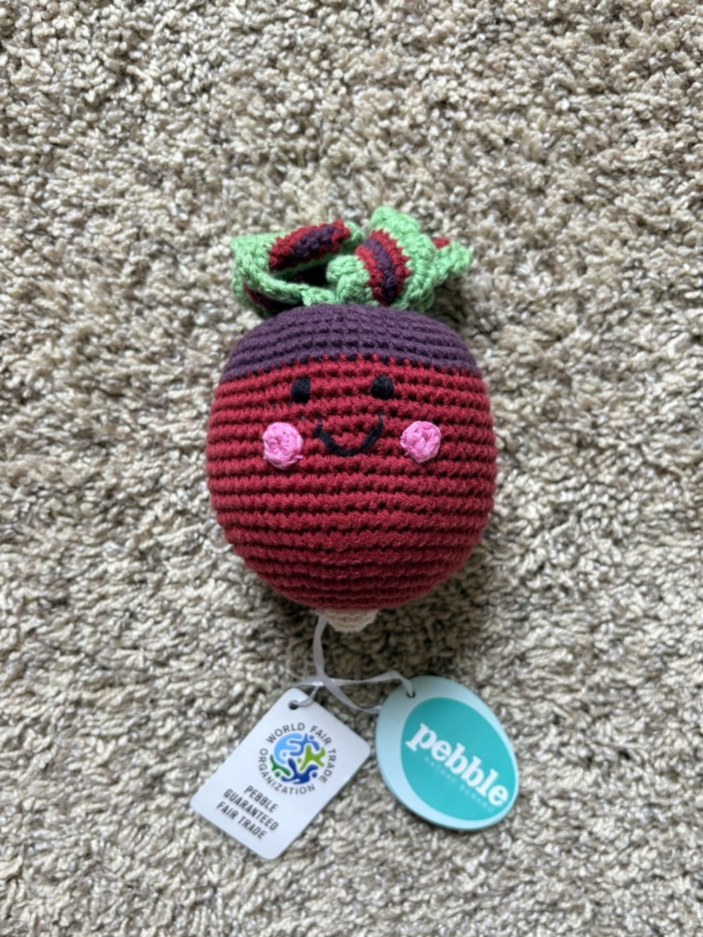 🥑Pebble Organic Crochet Veggie Rattle Set - Beet, Avocado, Cauliflower, Carrot - Picture 2 of 9